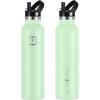 imageIRON FLASK Camping ampamp Hiking Hydration Canteens  3 Lids Narrow Straw Lid Leak Proof Vacuum Insulated Stainless Steel  Hot ampamp Cold Double Walled Sports Water Bottle  Fire 32 OzMint