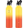 imageIRON FLASK Camping ampamp Hiking Hydration Canteens  3 Lids Narrow Straw Lid Leak Proof Vacuum Insulated Stainless Steel  Hot ampamp Cold Double Walled Sports Water Bottle  Fire 32 OzFire