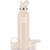 imageIRON FLASK Camping ampamp Hiking Hydration Canteens  3 Lids Narrow Straw Lid Leak Proof Vacuum Insulated Stainless Steel  Hot ampamp Cold Double Walled Sports Water Bottle  Fire 32 OzSand