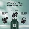imageIRON FLASK Camping ampamp Hiking Hydration Canteens  3 Lids Narrow Straw Lid Leak Proof Vacuum Insulated Stainless Steel  Hot ampamp Cold Double Walled Sports Water Bottle  Fire 32 OzDark Pine