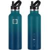 imageIRON FLASK Camping ampamp Hiking Hydration Canteens  3 Lids Narrow Straw Lid Leak Proof Vacuum Insulated Stainless Steel  Hot ampamp Cold Double Walled Sports Water Bottle  Fire 32 OzDark Night