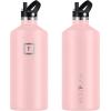imageIRON FLASK Camping ampamp Hiking Hydration Canteens  3 Lids Narrow Straw Lid Leak Proof Vacuum Insulated Stainless Steel  Hot ampamp Cold Double Walled Sports Water Bottle  Fire 32 OzRose
