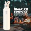 imageIRON FLASK Camping ampamp Hiking Hydration Canteens  3 Lids Narrow Straw Lid Leak Proof Vacuum Insulated Stainless Steel  Hot ampamp Cold Double Walled Sports Water Bottle  Fire 32 OzCashmere Cream