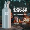 imageIRON FLASK Camping ampamp Hiking Hydration Canteens  3 Lids Narrow Straw Lid Leak Proof Vacuum Insulated Stainless Steel  Hot ampamp Cold Double Walled Sports Water Bottle  Fire 32 OzElemental Gray