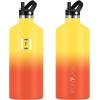 imageIRON FLASK Camping ampamp Hiking Hydration Canteens  3 Lids Narrow Straw Lid Leak Proof Vacuum Insulated Stainless Steel  Hot ampamp Cold Double Walled Sports Water Bottle  Fire 32 OzFire
