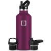 imageIRON FLASK Camping ampamp Hiking Hydration Canteens  3 Lids Narrow Straw Lid Leak Proof Vacuum Insulated Stainless Steel  Hot ampamp Cold Double Walled Sports Water Bottle  Fire 32 OzBurgundy
