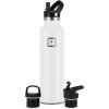imageIRON FLASK Camping ampamp Hiking Hydration Canteens  3 Lids Narrow Straw Lid Leak Proof Vacuum Insulated Stainless Steel  Hot ampamp Cold Double Walled Sports Water Bottle  Fire 32 OzWinter White