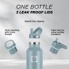 imageIRON FLASK Camping ampamp Hiking Hydration Canteens  3 Lids Narrow Straw Lid Leak Proof Vacuum Insulated Stainless Steel  Hot ampamp Cold Double Walled Sports Water Bottle  Fire 32 OzElemental Gray