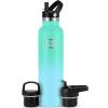 imageIRON FLASK Camping ampamp Hiking Hydration Canteens  3 Lids Narrow Straw Lid Leak Proof Vacuum Insulated Stainless Steel  Hot ampamp Cold Double Walled Sports Water Bottle  Fire 32 OzSky
