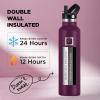 imageIRON FLASK Camping ampamp Hiking Hydration Canteens  3 Lids Narrow Straw Lid Leak Proof Vacuum Insulated Stainless Steel  Hot ampamp Cold Double Walled Sports Water Bottle  Fire 32 OzBurgundy