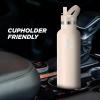 imageIRON FLASK Camping ampamp Hiking Hydration Canteens  3 Lids Narrow Straw Lid Leak Proof Vacuum Insulated Stainless Steel  Hot ampamp Cold Double Walled Sports Water Bottle  Fire 32 OzSand