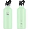 imageIRON FLASK Camping ampamp Hiking Hydration Canteens  3 Lids Narrow Straw Lid Leak Proof Vacuum Insulated Stainless Steel  Hot ampamp Cold Double Walled Sports Water Bottle  Fire 32 OzMint