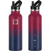 imageIRON FLASK Camping ampamp Hiking Hydration Canteens  3 Lids Narrow Straw Lid Leak Proof Vacuum Insulated Stainless Steel  Hot ampamp Cold Double Walled Sports Water Bottle  Fire 32 OzDark Rainbow