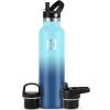 imageIRON FLASK Camping ampamp Hiking Hydration Canteens  3 Lids Narrow Straw Lid Leak Proof Vacuum Insulated Stainless Steel  Hot ampamp Cold Double Walled Sports Water Bottle  Fire 32 OzBlue Waves