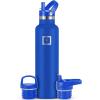 imageIRON FLASK Camping ampamp Hiking Hydration Canteens  3 Lids Narrow Straw Lid Leak Proof Vacuum Insulated Stainless Steel  Hot ampamp Cold Double Walled Sports Water Bottle  Fire 32 OzCobalt