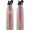 imageIRON FLASK Camping ampamp Hiking Hydration Canteens  3 Lids Narrow Straw Lid Leak Proof Vacuum Insulated Stainless Steel  Hot ampamp Cold Double Walled Sports Water Bottle  Fire 32 OzRose Gold