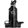imageIRON FLASK Camping ampamp Hiking Hydration Canteens  3 Lids Narrow Straw Lid Leak Proof Vacuum Insulated Stainless Steel  Hot ampamp Cold Double Walled Sports Water Bottle  Fire 32 OzBlack Marquina