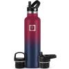 imageIRON FLASK Camping ampamp Hiking Hydration Canteens  3 Lids Narrow Straw Lid Leak Proof Vacuum Insulated Stainless Steel  Hot ampamp Cold Double Walled Sports Water Bottle  Fire 32 OzDark Rainbow