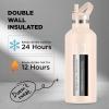 imageIRON FLASK Camping ampamp Hiking Hydration Canteens  3 Lids Narrow Straw Lid Leak Proof Vacuum Insulated Stainless Steel  Hot ampamp Cold Double Walled Sports Water Bottle  Fire 32 OzSand