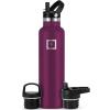 imageIRON FLASK Camping ampamp Hiking Hydration Canteens  3 Lids Narrow Straw Lid Leak Proof Vacuum Insulated Stainless Steel  Hot ampamp Cold Double Walled Sports Water Bottle  Fire 32 OzBurgundy