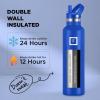 imageIRON FLASK Camping ampamp Hiking Hydration Canteens  3 Lids Narrow Straw Lid Leak Proof Vacuum Insulated Stainless Steel  Hot ampamp Cold Double Walled Sports Water Bottle  Fire 32 OzCobalt