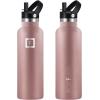 imageIRON FLASK Camping ampamp Hiking Hydration Canteens  3 Lids Narrow Straw Lid Leak Proof Vacuum Insulated Stainless Steel  Hot ampamp Cold Double Walled Sports Water Bottle  Fire 32 OzRose Gold