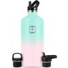 imageIRON FLASK Camping ampamp Hiking Hydration Canteens  3 Lids Narrow Straw Lid Leak Proof Vacuum Insulated Stainless Steel  Hot ampamp Cold Double Walled Sports Water Bottle  Fire 32 OzBubble Gum