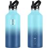 imageIRON FLASK Camping ampamp Hiking Hydration Canteens  3 Lids Narrow Straw Lid Leak Proof Vacuum Insulated Stainless Steel  Hot ampamp Cold Double Walled Sports Water Bottle  Fire 32 OzBlue Waves 3