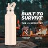 imageIRON FLASK Camping ampamp Hiking Hydration Canteens  3 Lids Narrow Straw Lid Leak Proof Vacuum Insulated Stainless Steel  Hot ampamp Cold Double Walled Sports Water Bottle  Fire 32 OzSand
