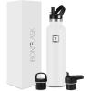 imageIRON FLASK Camping ampamp Hiking Hydration Canteens  3 Lids Narrow Straw Lid Leak Proof Vacuum Insulated Stainless Steel  Hot ampamp Cold Double Walled Sports Water Bottle  Fire 32 OzWinter White