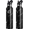 imageIRON FLASK Camping ampamp Hiking Hydration Canteens  3 Lids Narrow Straw Lid Leak Proof Vacuum Insulated Stainless Steel  Hot ampamp Cold Double Walled Sports Water Bottle  Fire 32 OzBlack Marquina