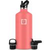 imageIRON FLASK Camping ampamp Hiking Hydration Canteens  3 Lids Narrow Straw Lid Leak Proof Vacuum Insulated Stainless Steel  Hot ampamp Cold Double Walled Sports Water Bottle  Fire 32 OzPeach