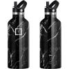 imageIRON FLASK Camping ampamp Hiking Hydration Canteens  3 Lids Narrow Straw Lid Leak Proof Vacuum Insulated Stainless Steel  Hot ampamp Cold Double Walled Sports Water Bottle  Fire 32 OzBlack Marquina