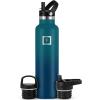 imageIRON FLASK Camping ampamp Hiking Hydration Canteens  3 Lids Narrow Straw Lid Leak Proof Vacuum Insulated Stainless Steel  Hot ampamp Cold Double Walled Sports Water Bottle  Fire 32 OzDark Night