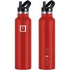 imageIRON FLASK Camping ampamp Hiking Hydration Canteens  3 Lids Narrow Straw Lid Leak Proof Vacuum Insulated Stainless Steel  Hot ampamp Cold Double Walled Sports Water Bottle  Fire 32 OzFire Red