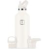 imageIRON FLASK Camping ampamp Hiking Hydration Canteens  3 Lids Narrow Straw Lid Leak Proof Vacuum Insulated Stainless Steel  Hot ampamp Cold Double Walled Sports Water Bottle  Fire 32 OzCashmere Cream