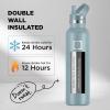 imageIRON FLASK Camping ampamp Hiking Hydration Canteens  3 Lids Narrow Straw Lid Leak Proof Vacuum Insulated Stainless Steel  Hot ampamp Cold Double Walled Sports Water Bottle  Fire 32 OzElemental Gray