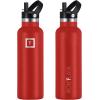 imageIRON FLASK Camping ampamp Hiking Hydration Canteens  3 Lids Narrow Straw Lid Leak Proof Vacuum Insulated Stainless Steel  Hot ampamp Cold Double Walled Sports Water Bottle  Fire 32 OzFire Red