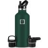 imageIRON FLASK Camping ampamp Hiking Hydration Canteens  3 Lids Narrow Straw Lid Leak Proof Vacuum Insulated Stainless Steel  Hot ampamp Cold Double Walled Sports Water Bottle  Fire 32 OzDark Pine