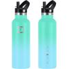 imageIRON FLASK Camping ampamp Hiking Hydration Canteens  3 Lids Narrow Straw Lid Leak Proof Vacuum Insulated Stainless Steel  Hot ampamp Cold Double Walled Sports Water Bottle  Fire 32 OzSky