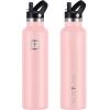 imageIRON FLASK Camping ampamp Hiking Hydration Canteens  3 Lids Narrow Straw Lid Leak Proof Vacuum Insulated Stainless Steel  Hot ampamp Cold Double Walled Sports Water Bottle  Fire 32 OzRose