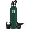 imageIRON FLASK Camping ampamp Hiking Hydration Canteens  3 Lids Narrow Straw Lid Leak Proof Vacuum Insulated Stainless Steel  Hot ampamp Cold Double Walled Sports Water Bottle  Fire 32 OzDark Pine