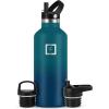 imageIRON FLASK Camping ampamp Hiking Hydration Canteens  3 Lids Narrow Straw Lid Leak Proof Vacuum Insulated Stainless Steel  Hot ampamp Cold Double Walled Sports Water Bottle  Fire 32 OzDark Night