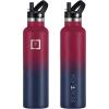 imageIRON FLASK Camping ampamp Hiking Hydration Canteens  3 Lids Narrow Straw Lid Leak Proof Vacuum Insulated Stainless Steel  Hot ampamp Cold Double Walled Sports Water Bottle  Fire 32 OzDark Rainbow