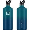 imageIRON FLASK Camping ampamp Hiking Hydration Canteens  3 Lids Narrow Straw Lid Leak Proof Vacuum Insulated Stainless Steel  Hot ampamp Cold Double Walled Sports Water Bottle  Fire 32 OzDark Night