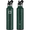 imageIRON FLASK Camping ampamp Hiking Hydration Canteens  3 Lids Narrow Straw Lid Leak Proof Vacuum Insulated Stainless Steel  Hot ampamp Cold Double Walled Sports Water Bottle  Fire 32 OzDark Pine Speckle