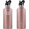 imageIRON FLASK Camping ampamp Hiking Hydration Canteens  3 Lids Narrow Straw Lid Leak Proof Vacuum Insulated Stainless Steel  Hot ampamp Cold Double Walled Sports Water Bottle  Fire 32 OzRose Gold
