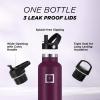imageIRON FLASK Camping ampamp Hiking Hydration Canteens  3 Lids Narrow Straw Lid Leak Proof Vacuum Insulated Stainless Steel  Hot ampamp Cold Double Walled Sports Water Bottle  Fire 32 OzBurgundy