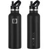 imageIRON FLASK Camping ampamp Hiking Hydration Canteens  3 Lids Narrow Straw Lid Leak Proof Vacuum Insulated Stainless Steel  Hot ampamp Cold Double Walled Sports Water Bottle  Fire 32 OzMidnight Black