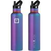 imageIRON FLASK Camping ampamp Hiking Hydration Canteens  3 Lids Narrow Straw Lid Leak Proof Vacuum Insulated Stainless Steel  Hot ampamp Cold Double Walled Sports Water Bottle  Fire 32 OzAurora